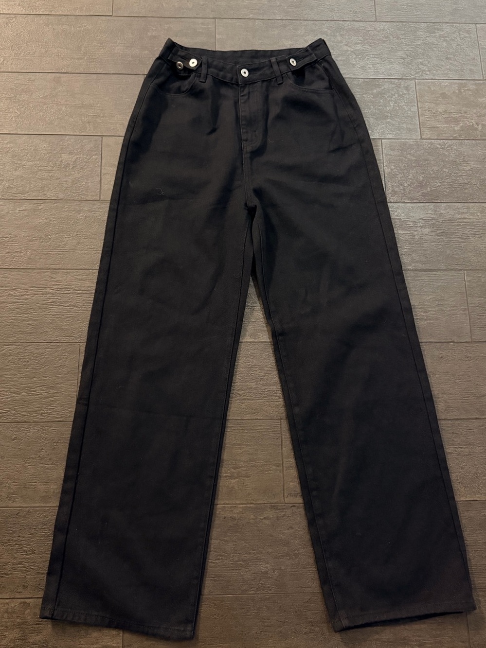 Commense Black Wide-Leg Chinos